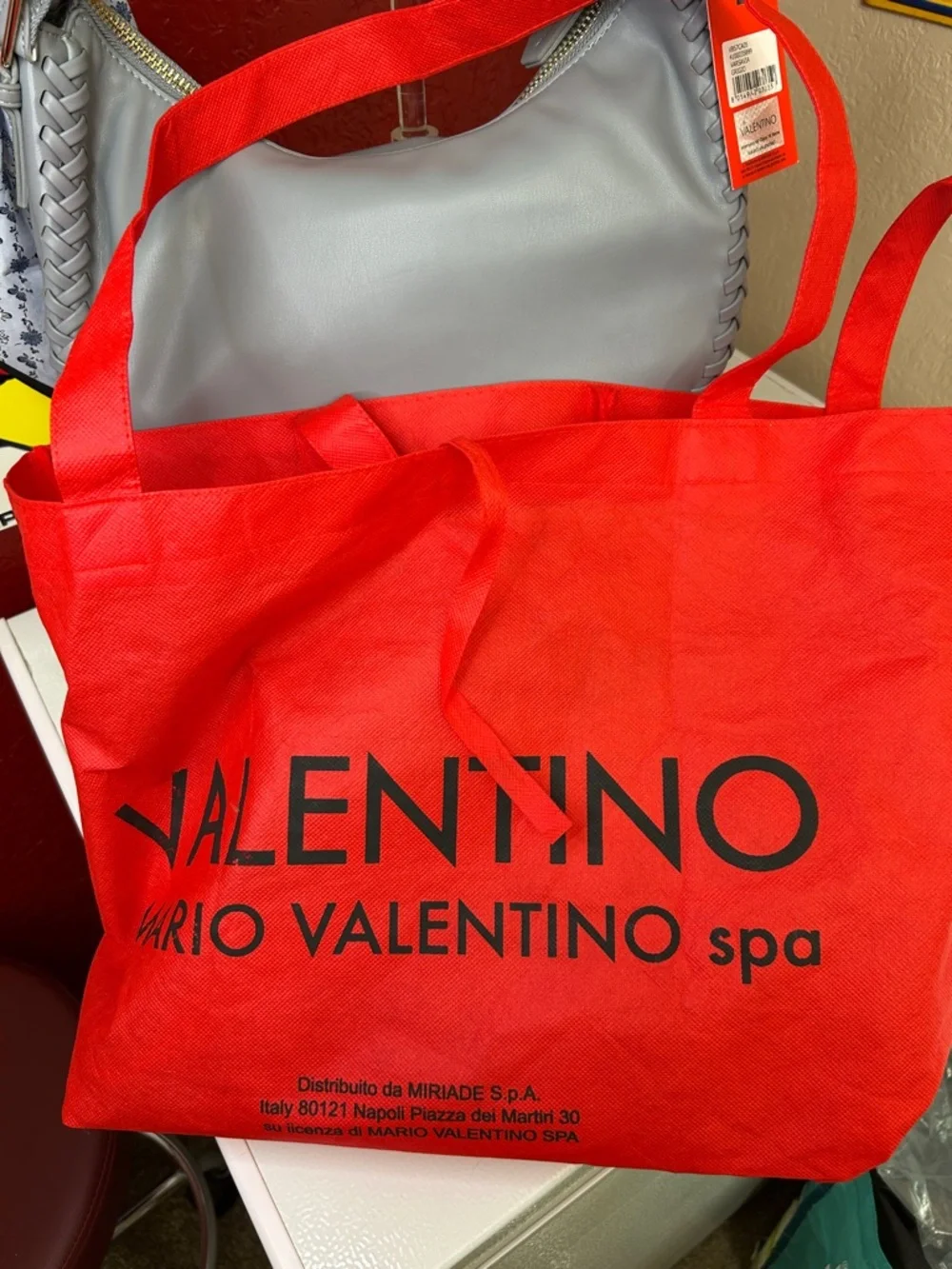 Valentino Light Blue Braided Handle Hobo with Scarf Bow - Picture 4 of 10